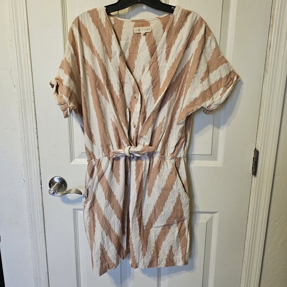 LOU & Grey for Loft Ikat Tie Front Romper Sz M - Picture 2 of 8